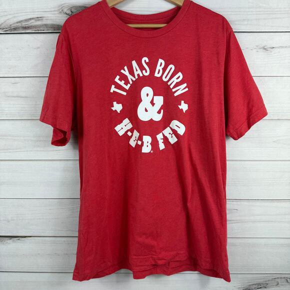 H-E-B Brand Shop Texas Born H-E-B Fed Adult‎ T-Shirt - Heather Red, XL - Picture 2 of 6